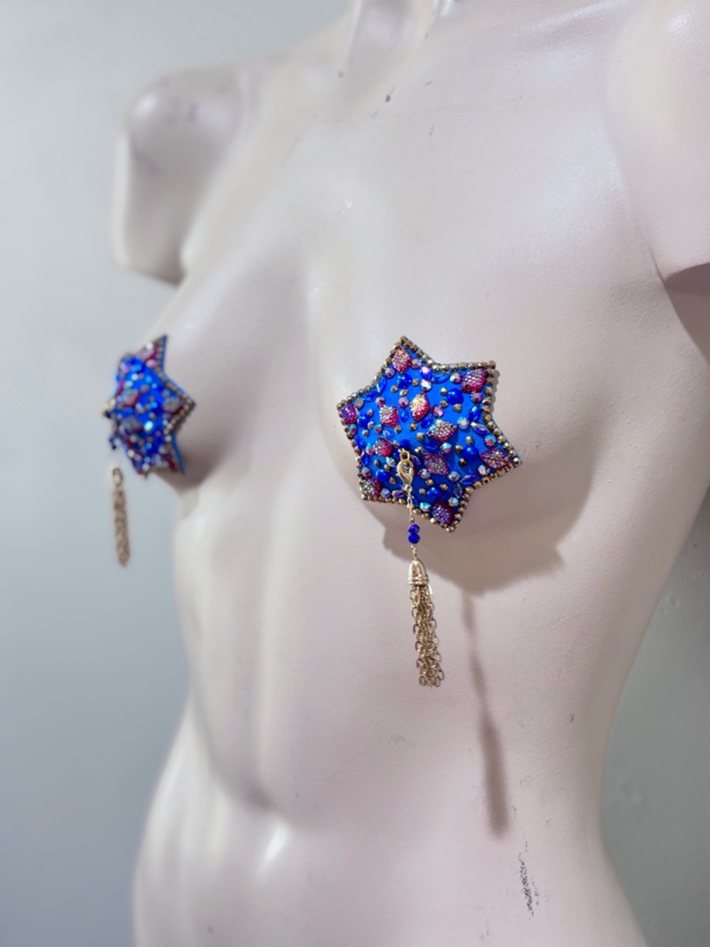 Blue and Gold Rhinestone Pasties